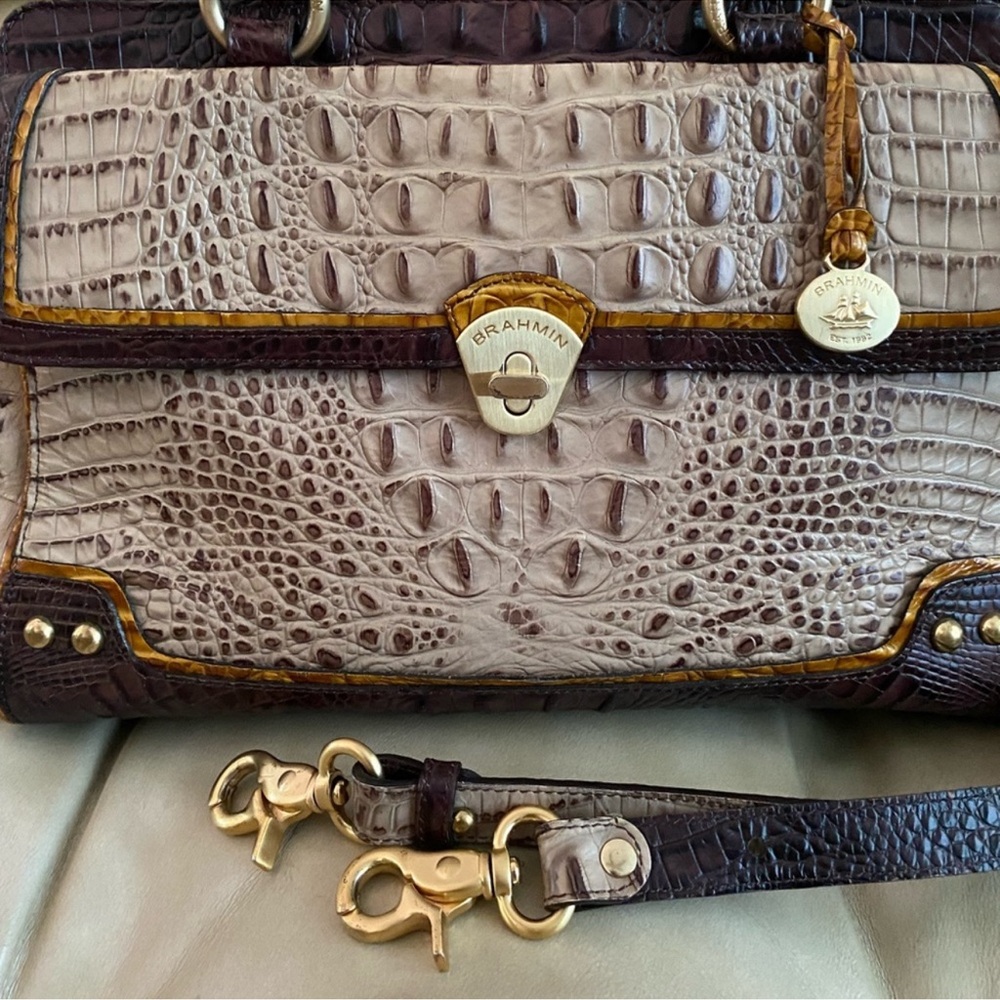 Gorgeous Brahmin Annabelle Tricolor Satchel w/Strap - Picture 3 of 7
